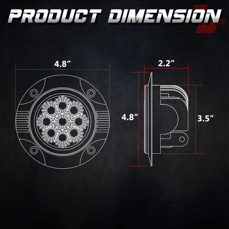 OFFROADTOWN 5 Inch Flush Mount Round Off Road Lights 2PCS 90W Round LED Lights Flood Driving Light Bumper Backup Reserve Light Flush Mount LED Pods for Trucks UTV ATV SUV Honda Chevy - Image 2